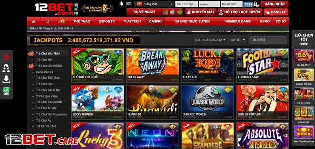 Các trò chơi cá cược online hàng đầu tại 12Bet